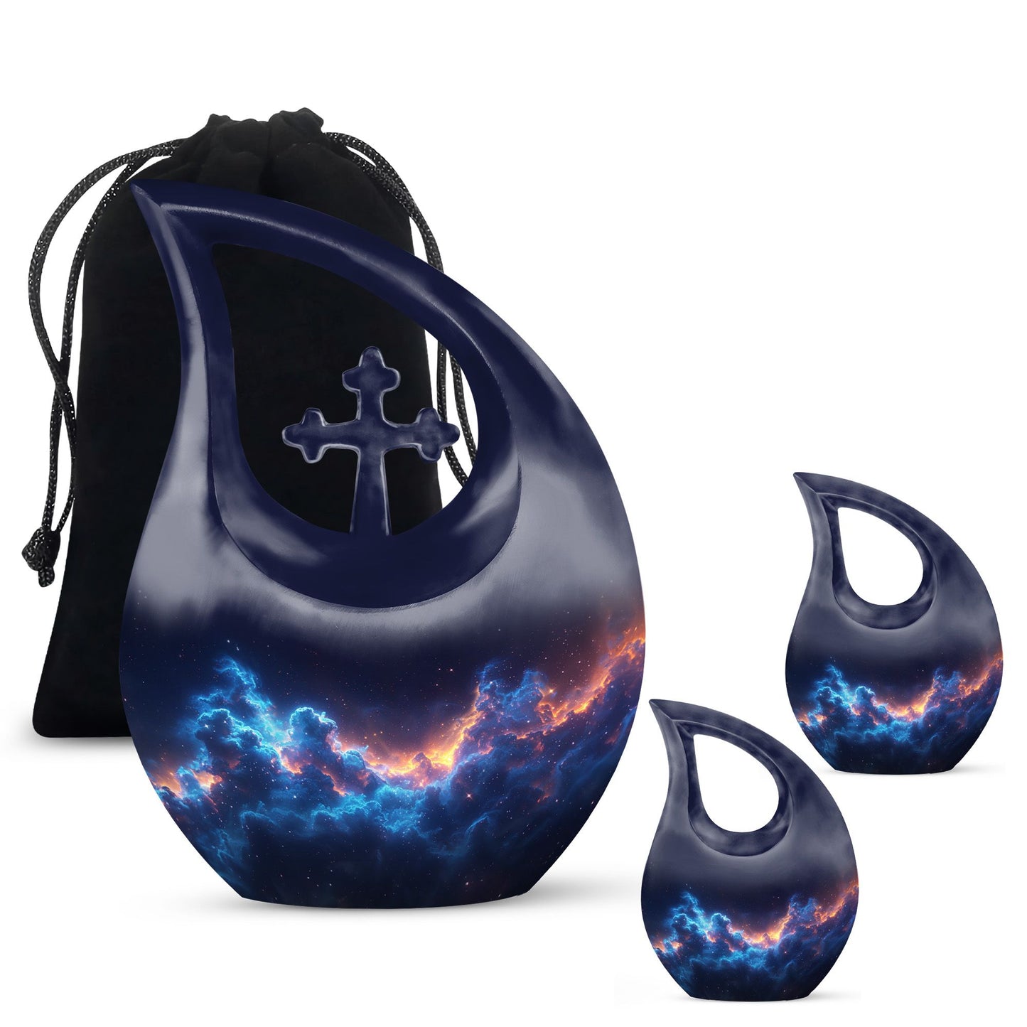 Galaxy Theme Large Urn With 2 Keepsake Urn