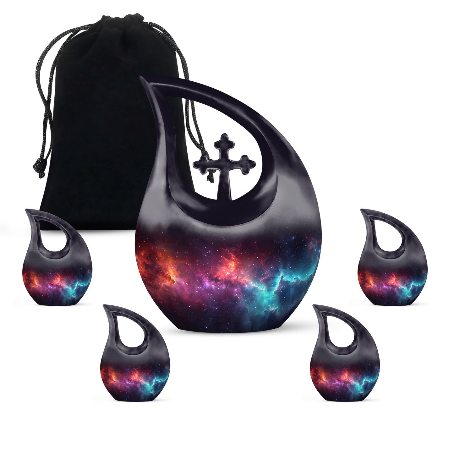 Galaxy Theme Large Urn With 4 Keepsake Urn