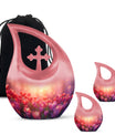 Tulips Theme Large Urn With 2 Keepsake Urn
