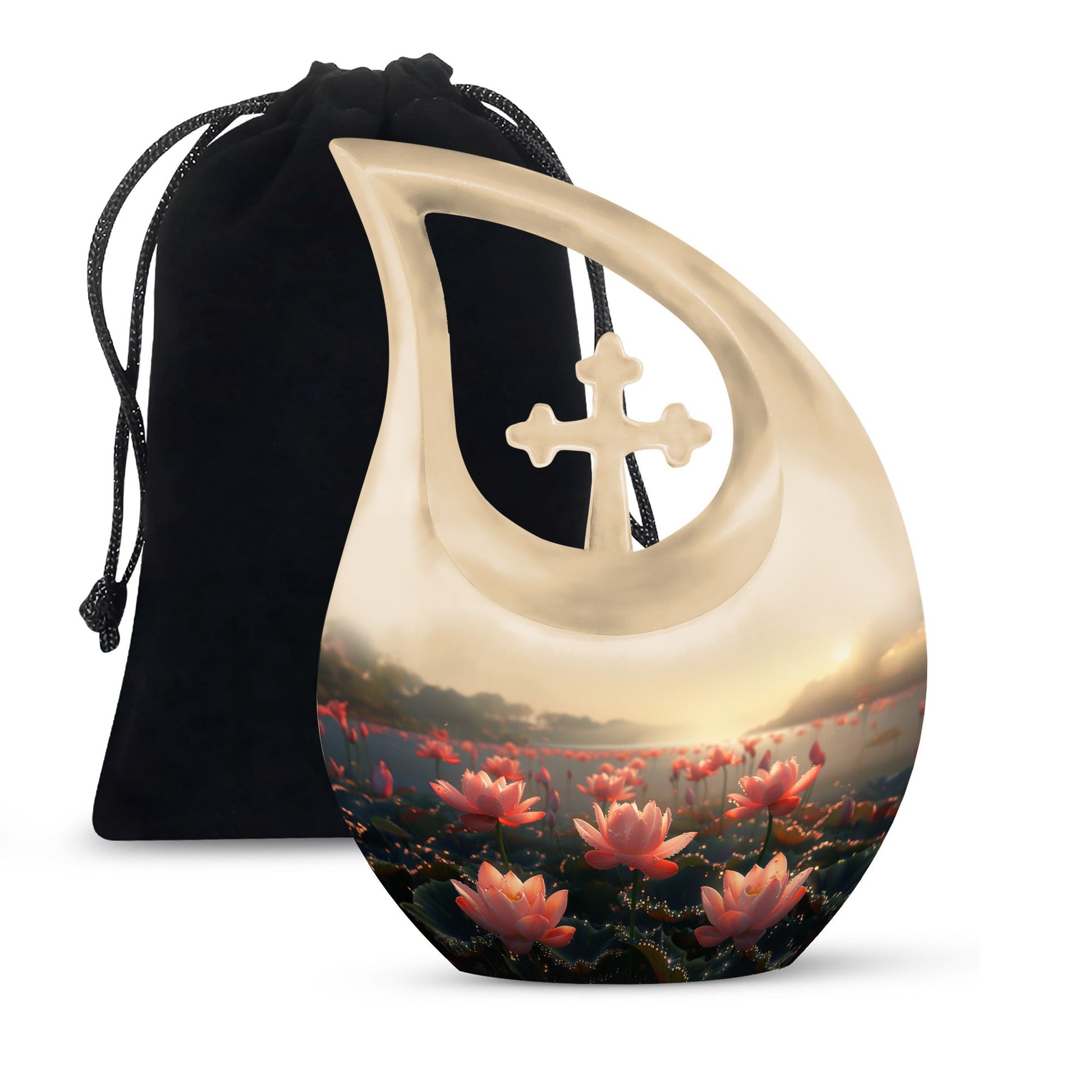 Lotus Theme Large Urn 10 Inch