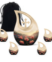Lotus Theme Large Urn With 4 Keepsake Urn