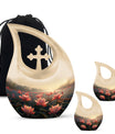 Lotus Theme Large Urn With 2 Keepsake Urn
