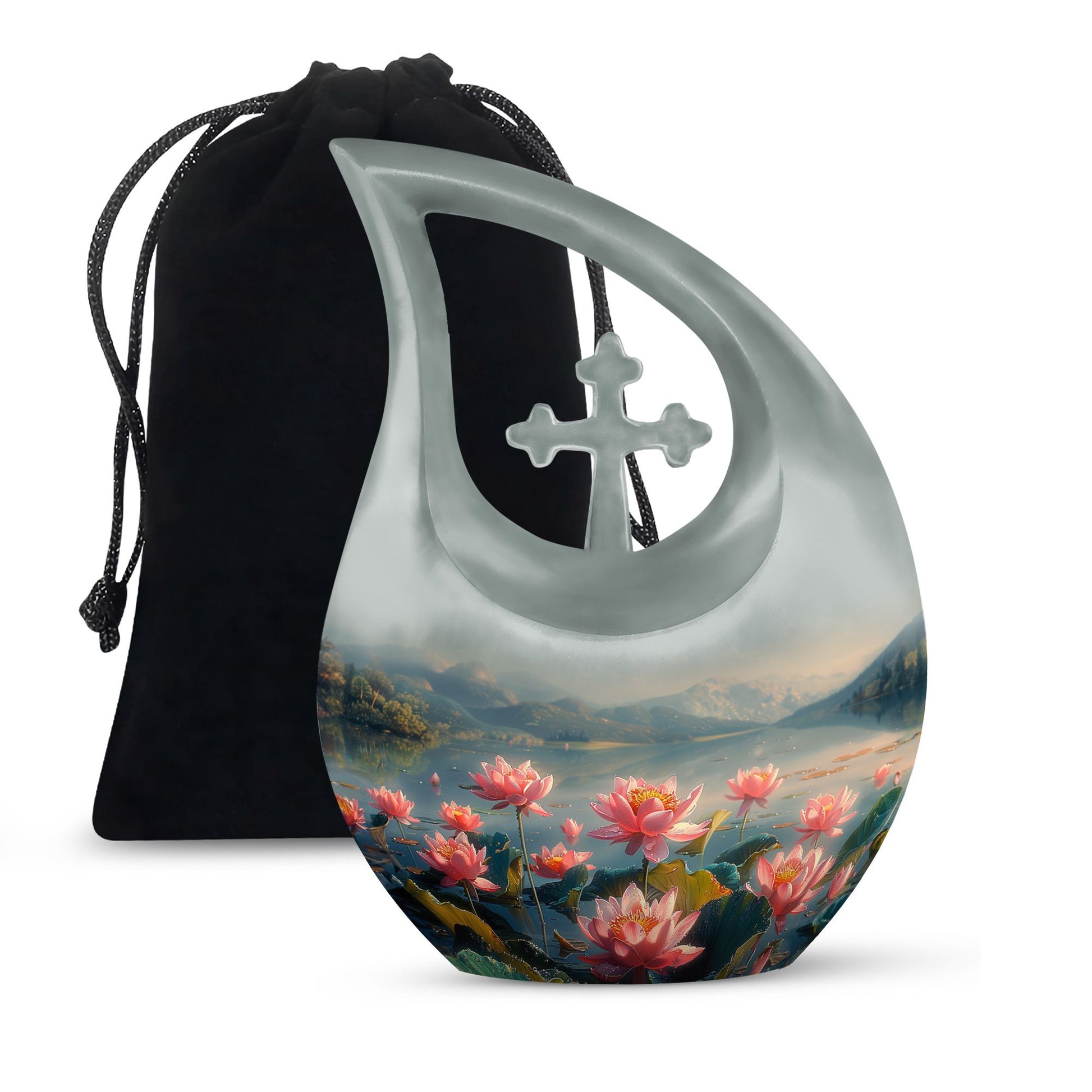 Lotus Theme Large Urn 10 Inch