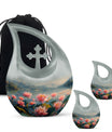 Lotus Theme Large Urn With 2 Keepsake Urn