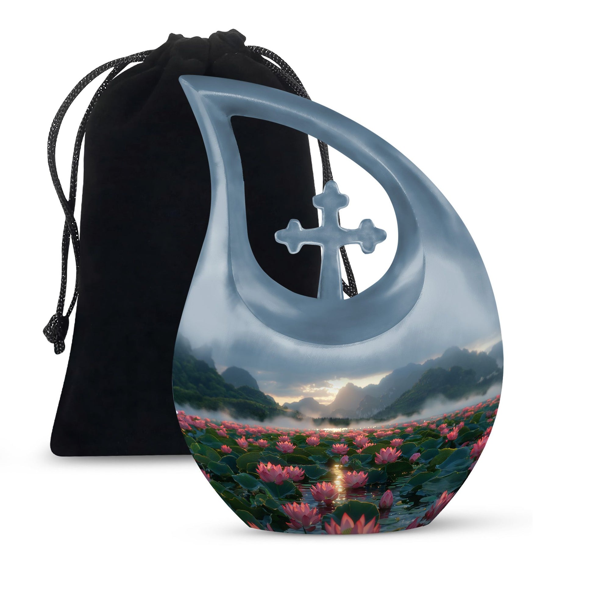 Lotus Theme Large Urn 10 Inch