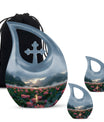 Lotus Theme Large Urn With 2 Keepsake Urn