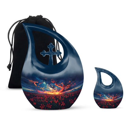 Lily Theme Large Urn With 1 Keepsake Urn