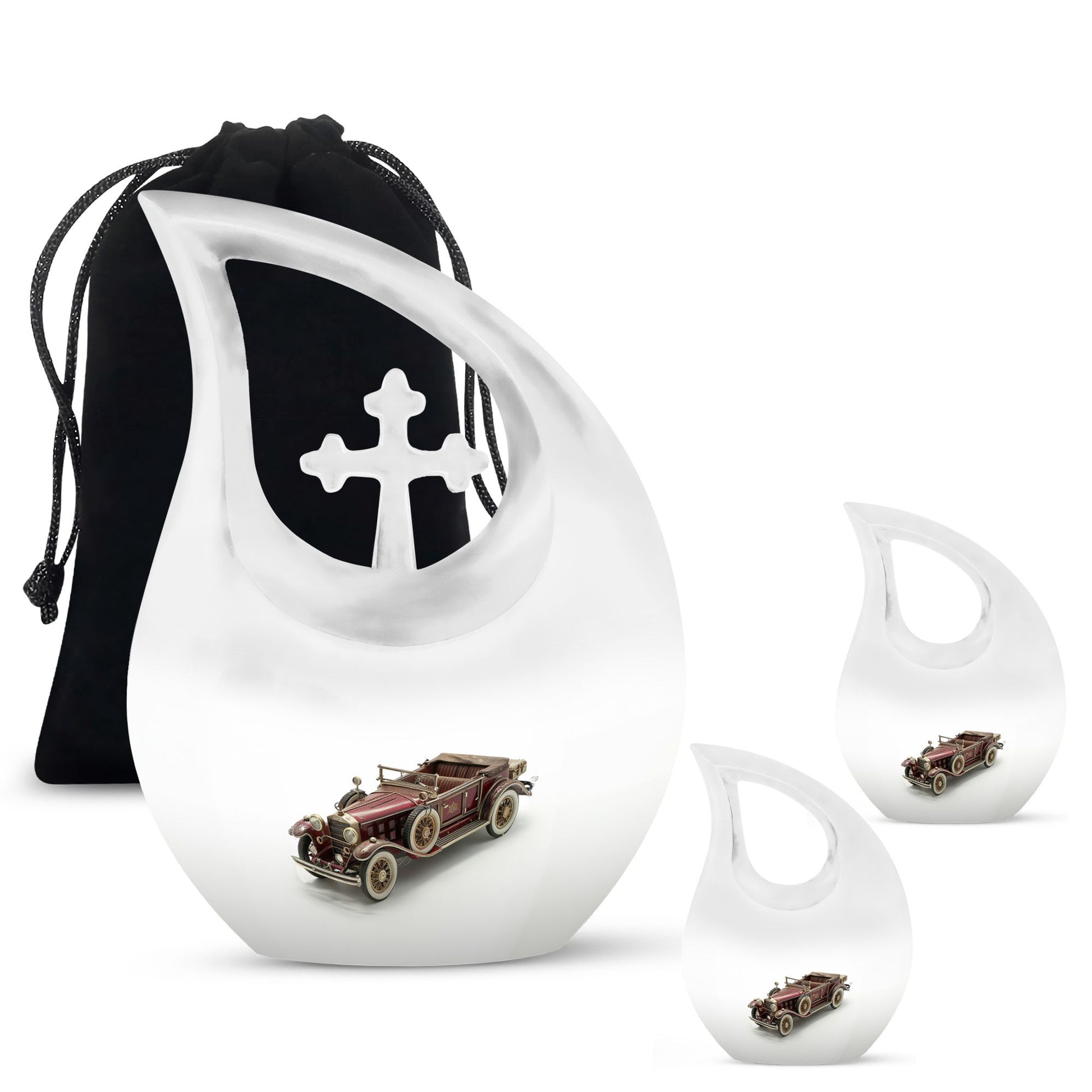 Car Theme Large Urn With 2 Keepsake Urn