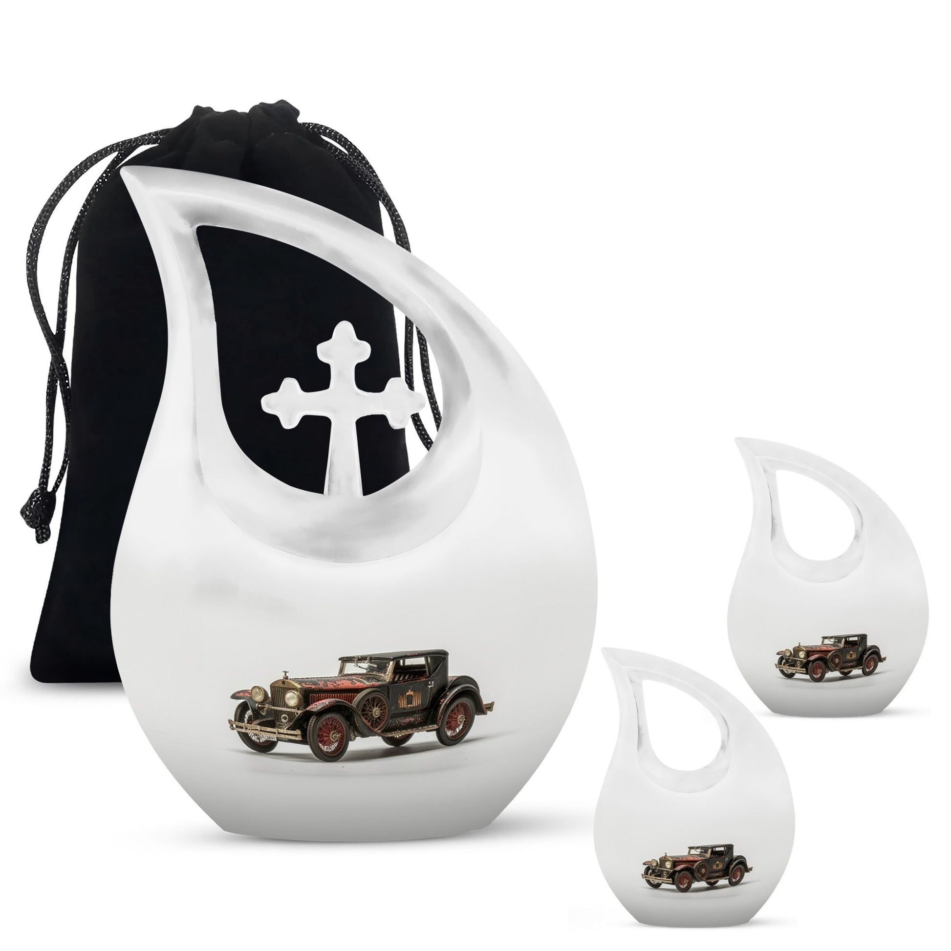 Car Theme Large Urn With 2 Keepsake Urn