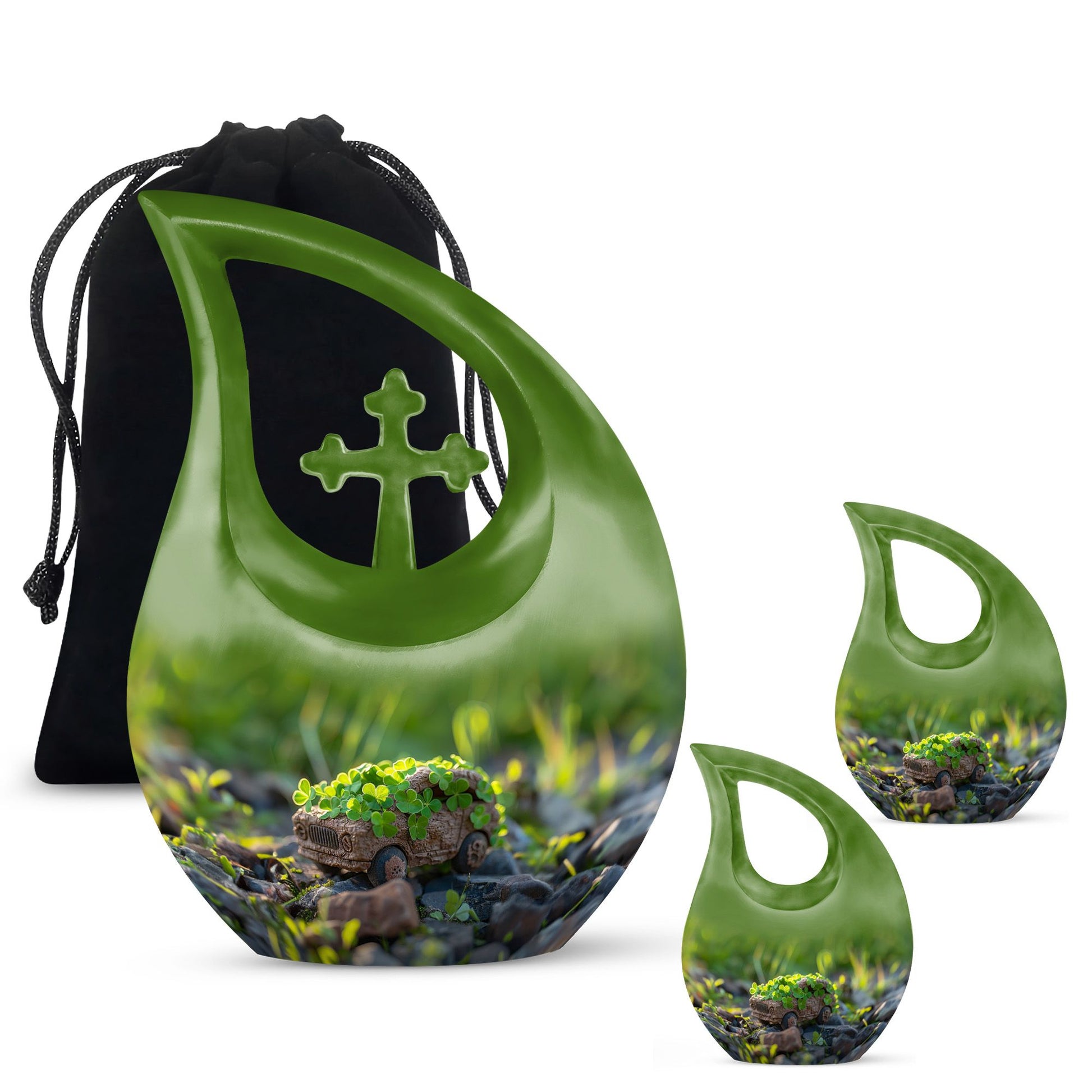 Car Theme Large Urn With 2 Keepsake Urn