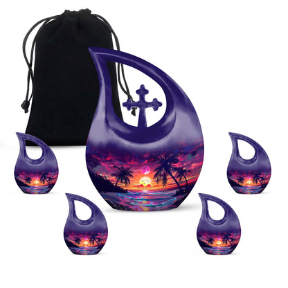 Sunset Theme Large Urn With 4 Keepsake Urn