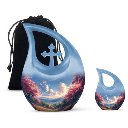 Sunset Theme Large Urn With 1 Keepsake Urn