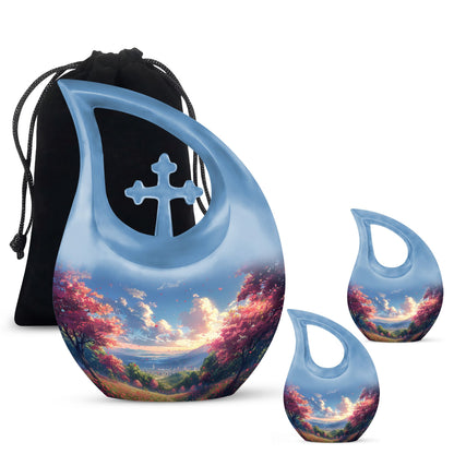 Sunset Theme Large Urn With 2 Keepsake Urn