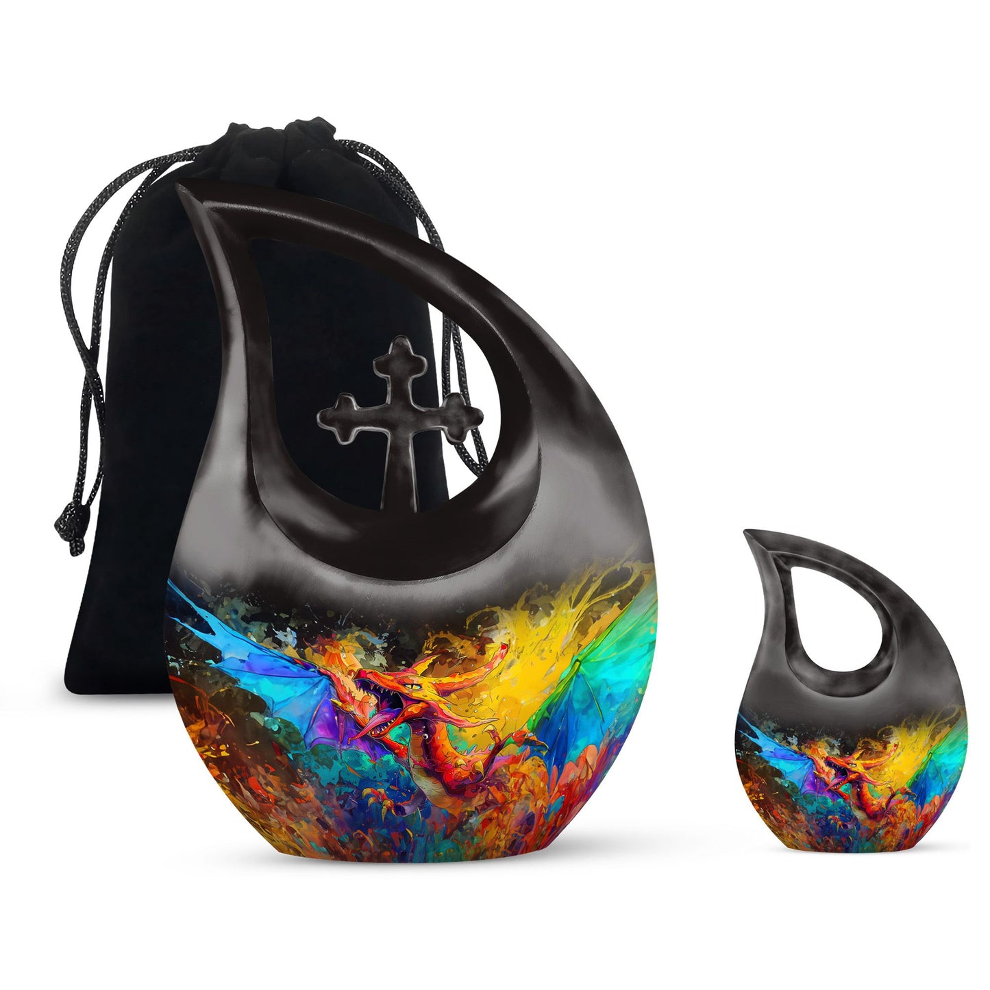 Dragon Theme Large Urn With 1 Keepsake Urn