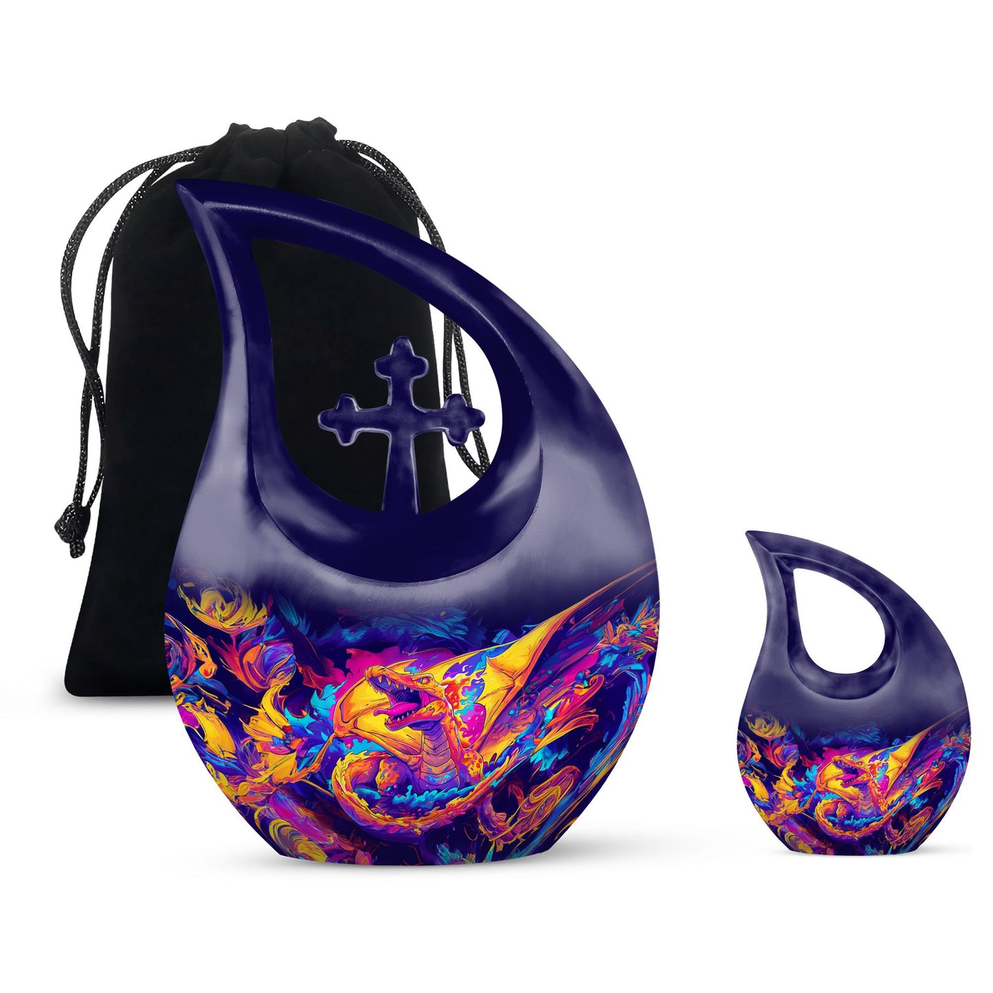 Dragon Theme Large Urn With 1 Keepsake Urn