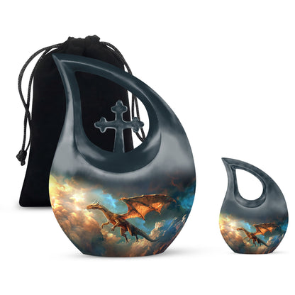 Dragon Theme Large Urn With 1 Keepsake Urn