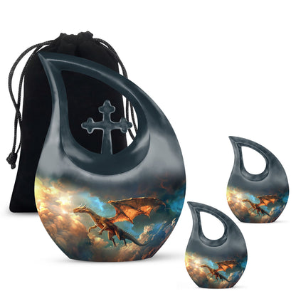 Dragon Theme Large Urn With 2 Keepsake Urn