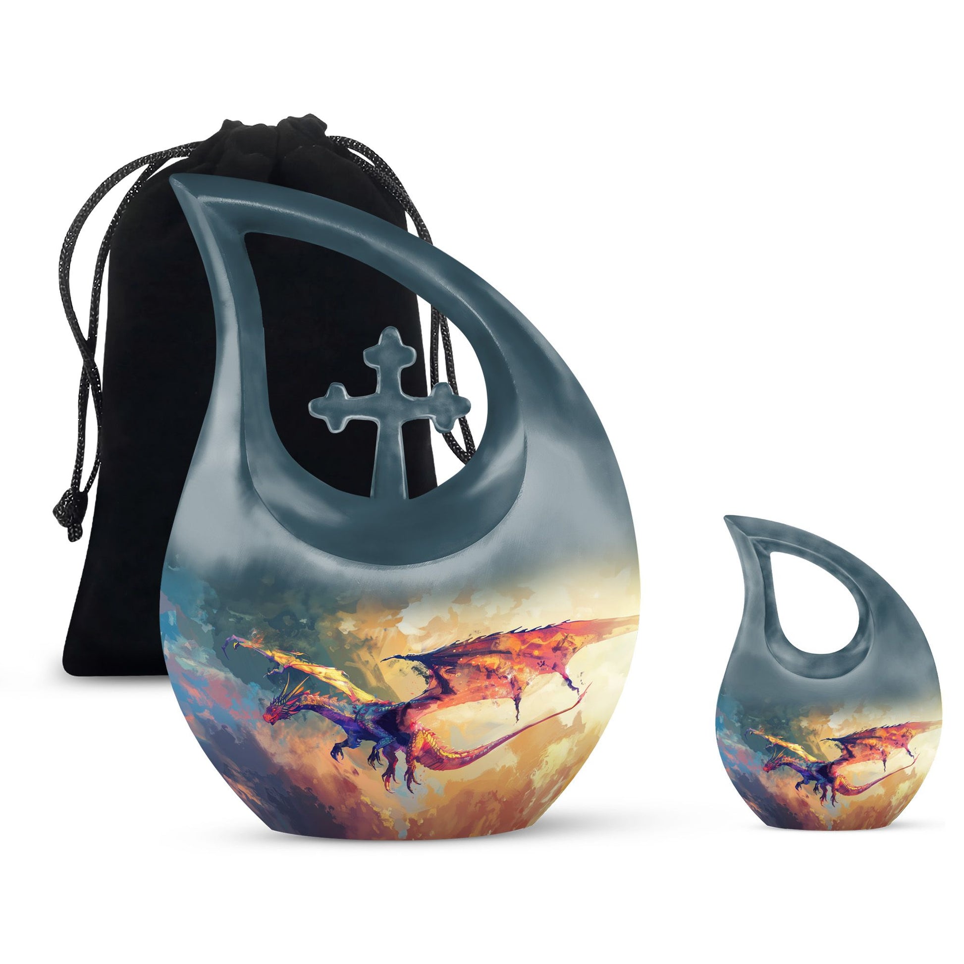 Dragon Theme Large Urn With 1 Keepsake Urn