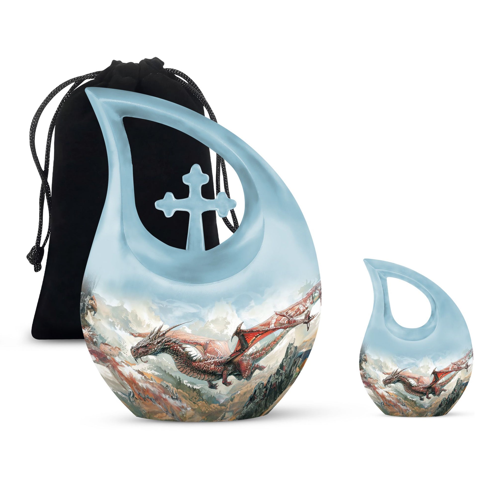 Dragon Theme Large Urn With 1 Keepsake Urn