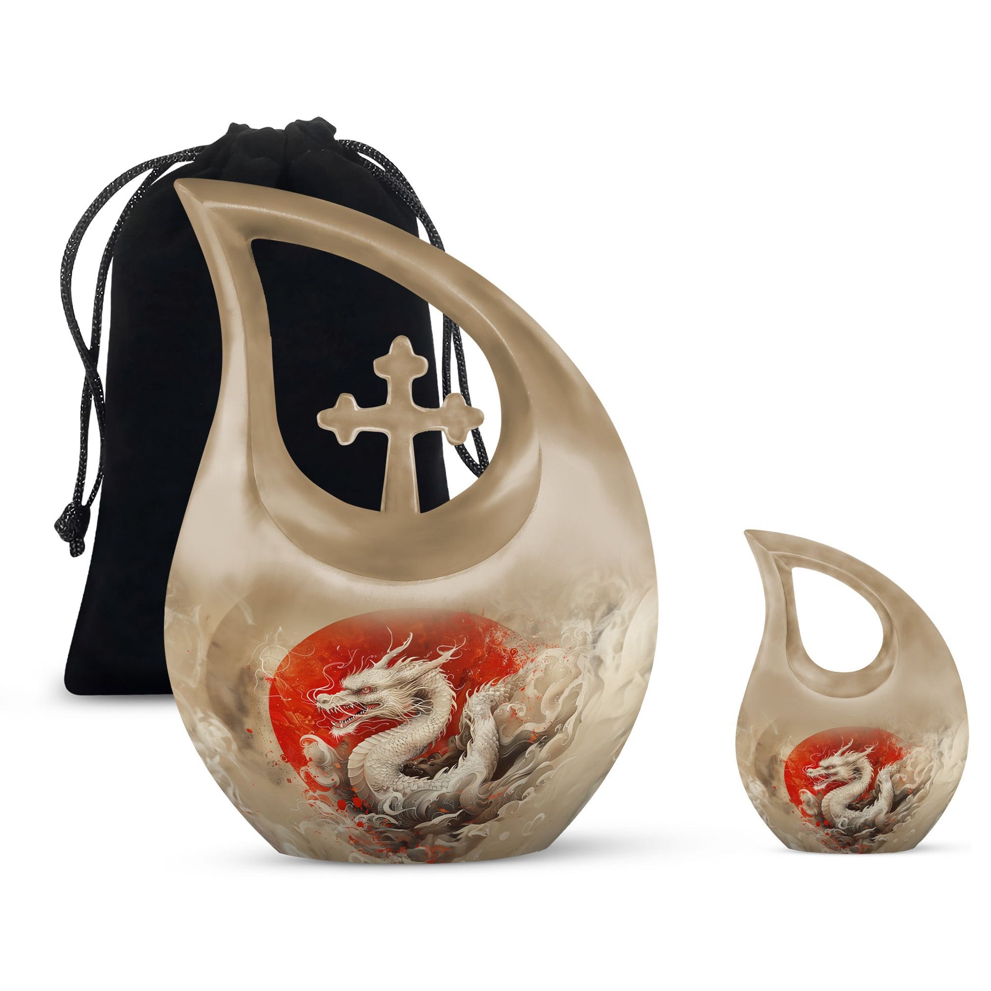 Dragon Theme Large Urn With 1 Keepsake Urn
