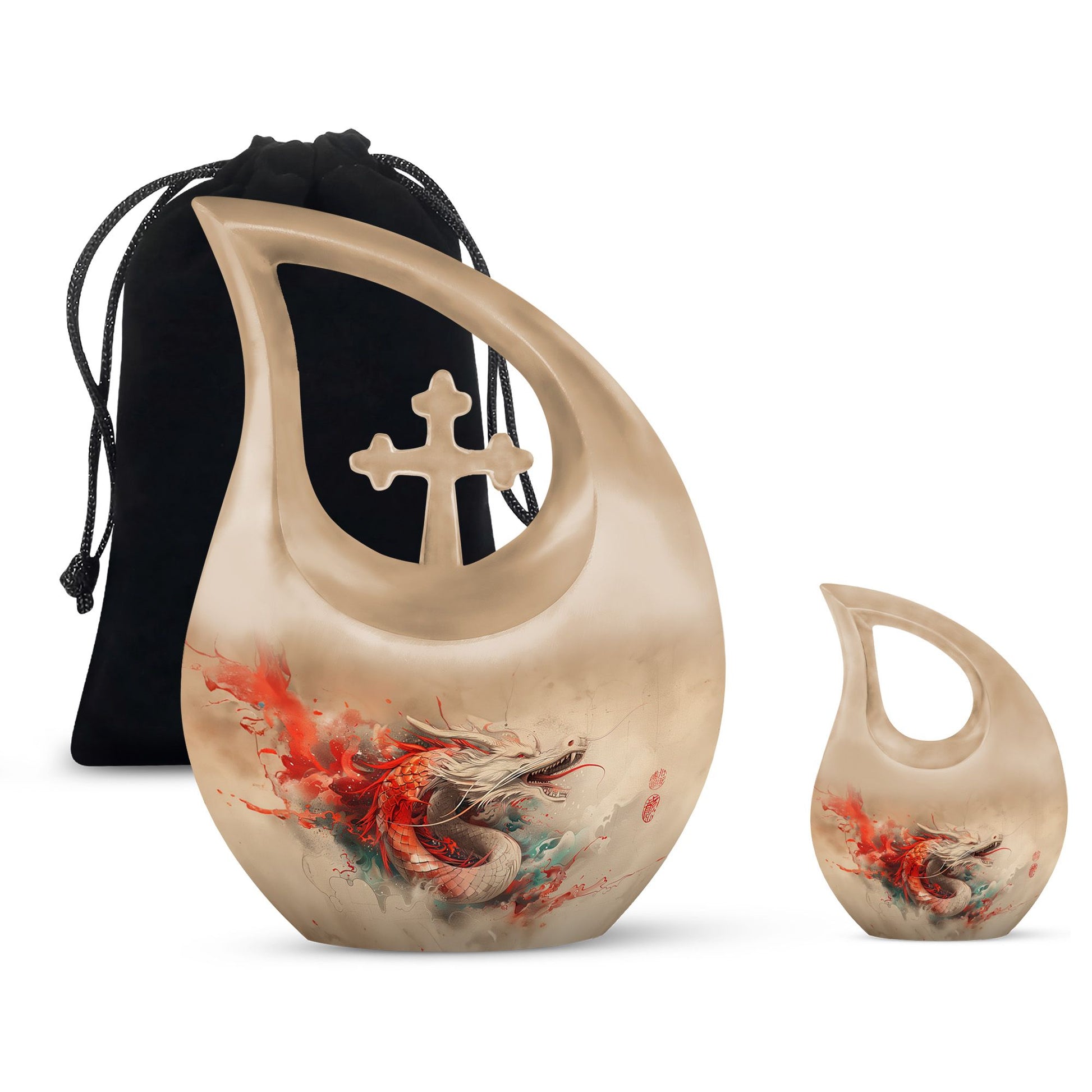 Dragon Theme Large Urn With 1 Keepsake Urn