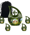 Deer Theme Large Urn With 4 Keepsake Urn