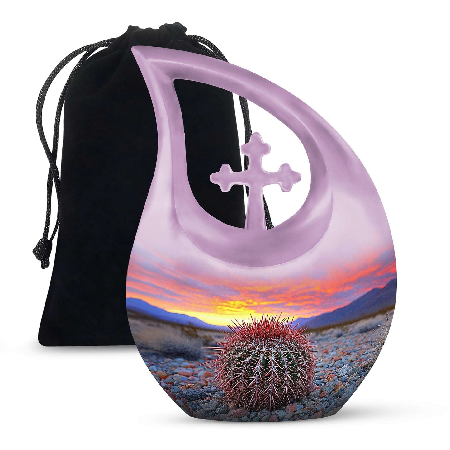 Cactus Sunset Memorial Urn – Desert Urn Keepsake For Human Ashes
