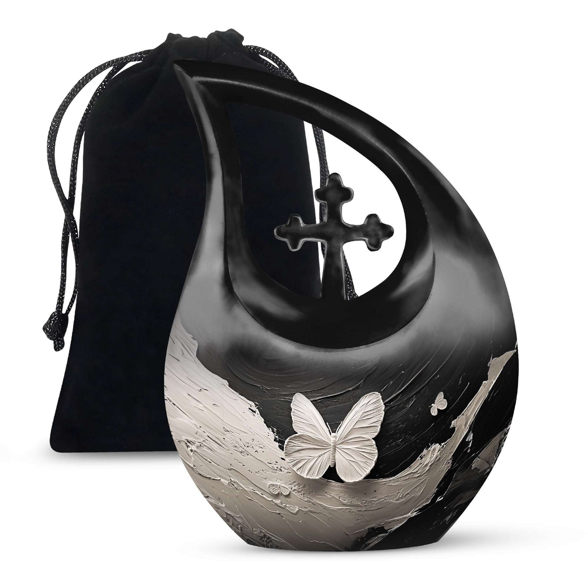 Butterfly Cremation Urn – Black & White Burial Urns For Ashes