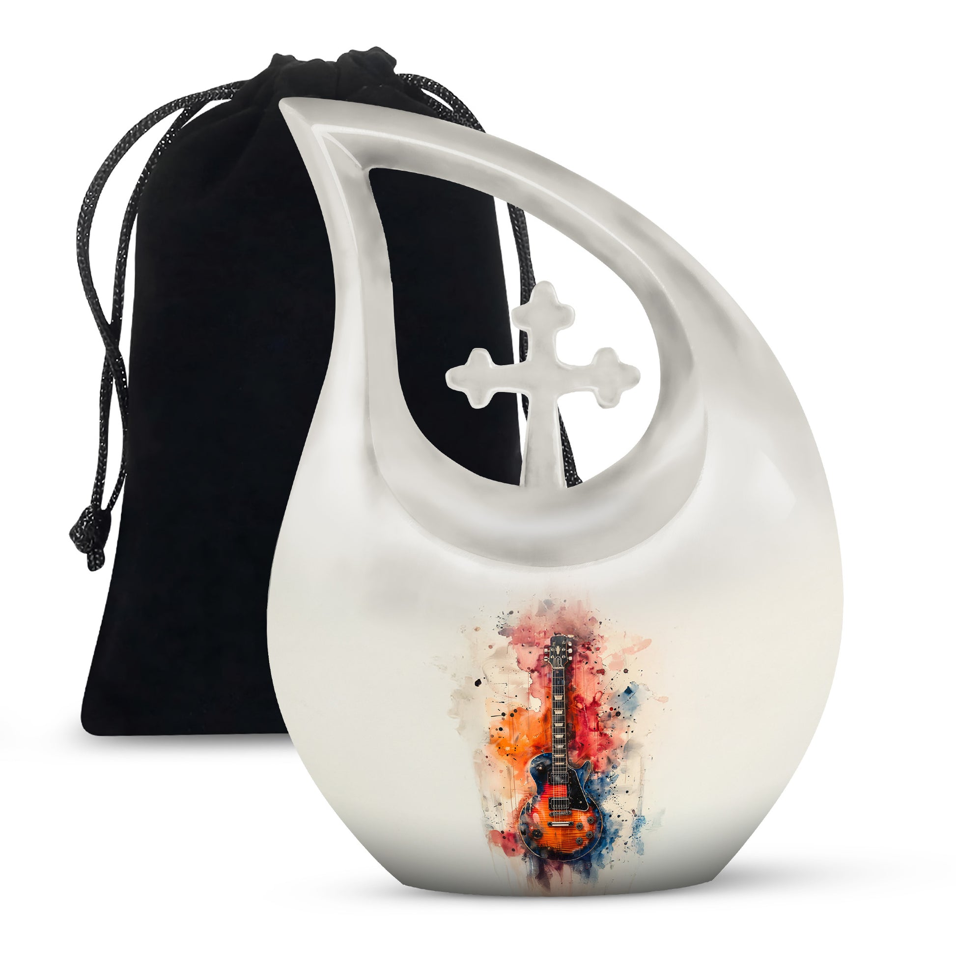 Guitar Large Cremation Urn for Adult Human Ashes - Colorful Guitar Urn For Musicians
