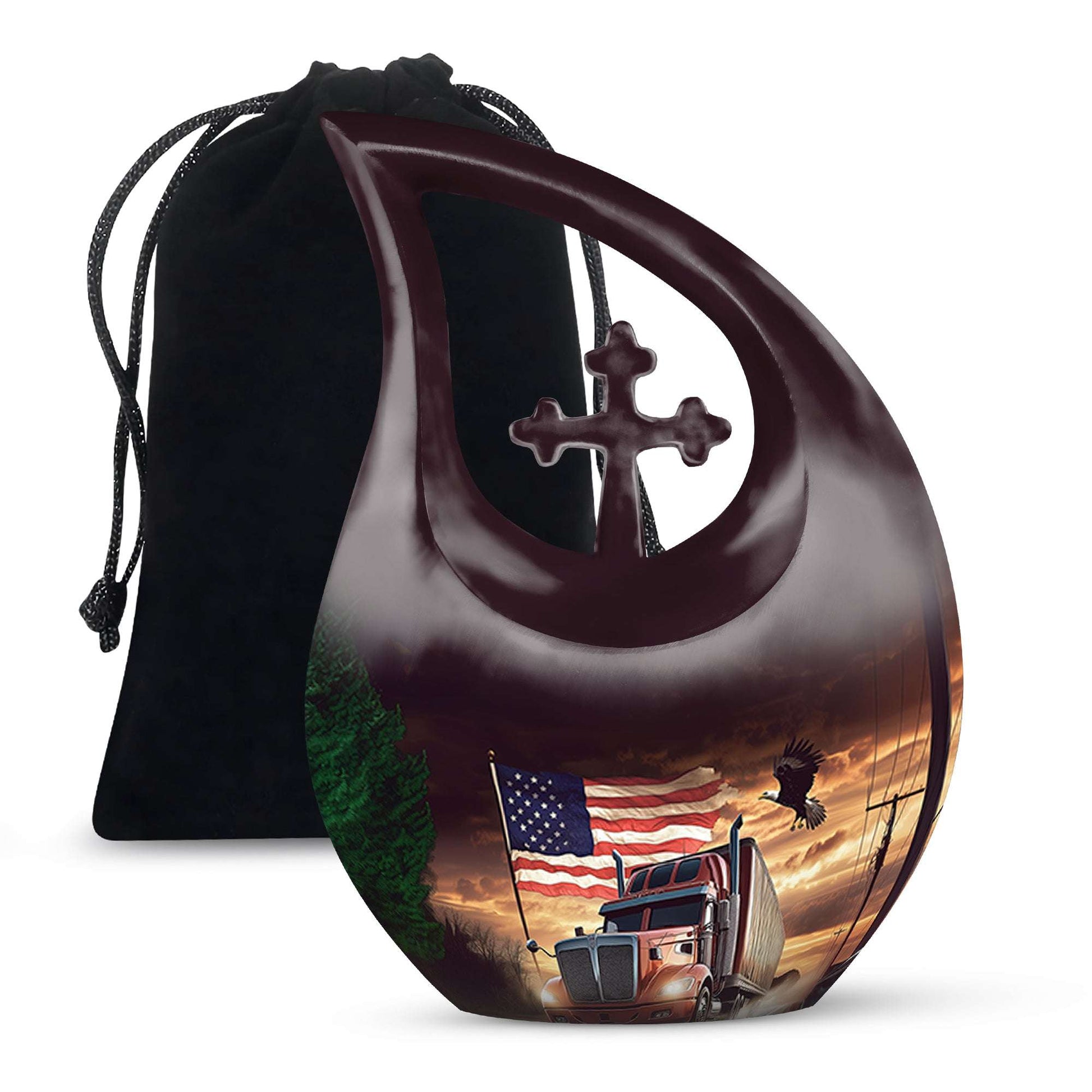 Trucker Ashes Keepsake For Men – Patriotic Ash Urns For Human Male