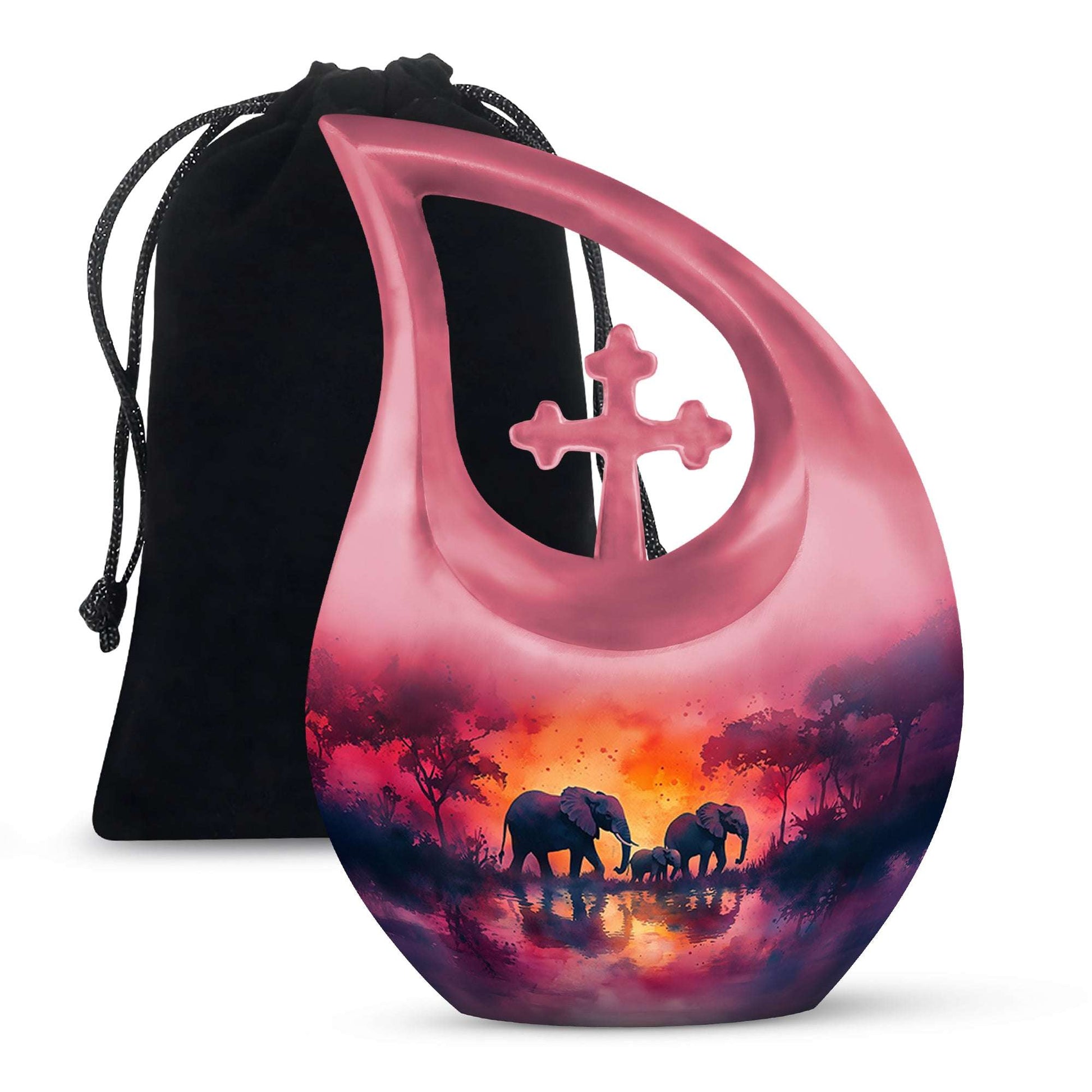 Elephant Family Urn for Ashes – Pink Funeral Urn For Mom Ashes