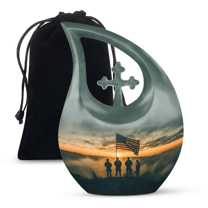 Personalized Military Keepsake Urn for Adults - 10-inch, 200 cu in - Yatskia