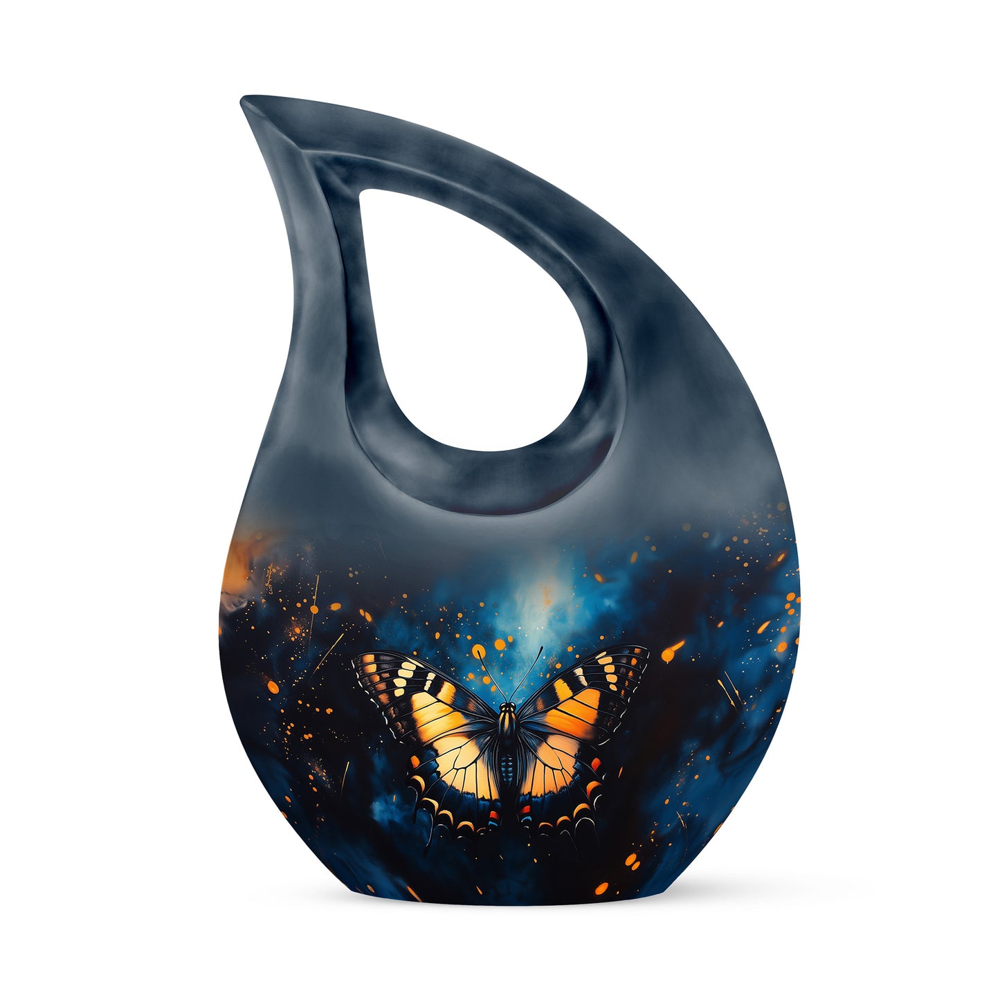 Blue Treasured Butterfly Cremation Urns for Human Ashes - 10-inch, 200 cu in - Yatskia