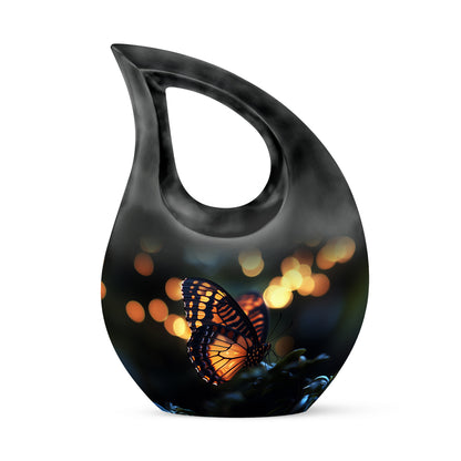 Personalized Eternal Butterfly Cremation Urns - Black 10-inch, 200 cu in - Yatskia