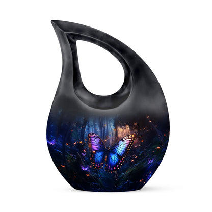 Blue Venerable Butterfly Cremation Urns for Human Ashes - 10-inch, 200 cu in - Yatskia