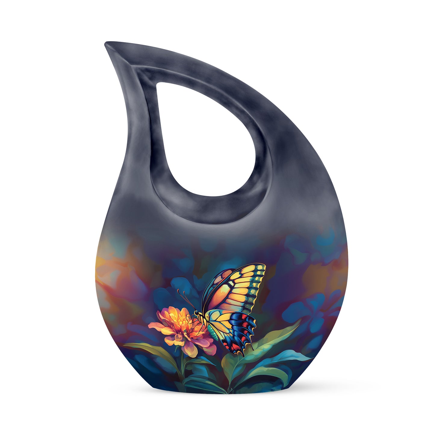 Everlasting Black Butterfly Dedication Urn for Human Ashes - 10-inch, 200 cu in - Yatskia