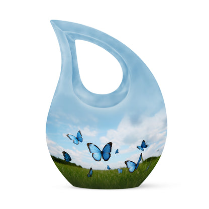 Personalized Blue Butterfly Cremation Urns for Ashes - Enchanting 10-inch - Yatskia