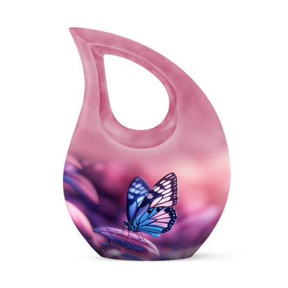 Pink Butterfly Comfort Cremation Urns for Human Ashes - 10-inch, 200 cu in - Yatskia