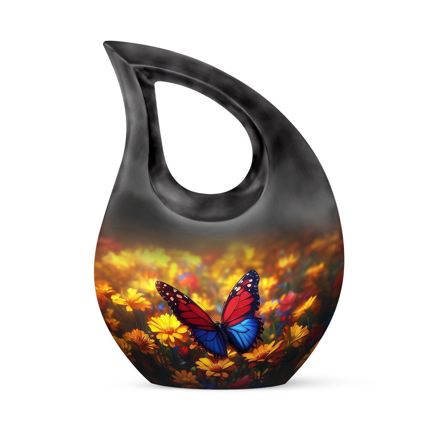 Gold Serene Butterfly Memorial Urn for Ashes - 10-inch, 200 cu in - Yatskia