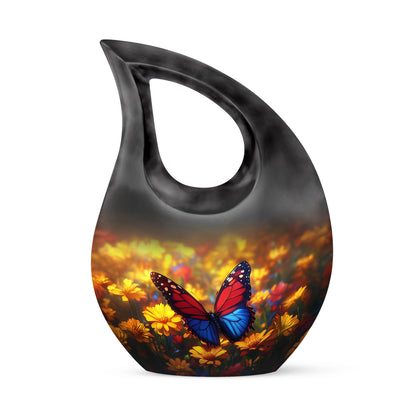 Gold Serene Butterfly Memorial Urn for Ashes - 10-inch, 200 cu in - Yatskia