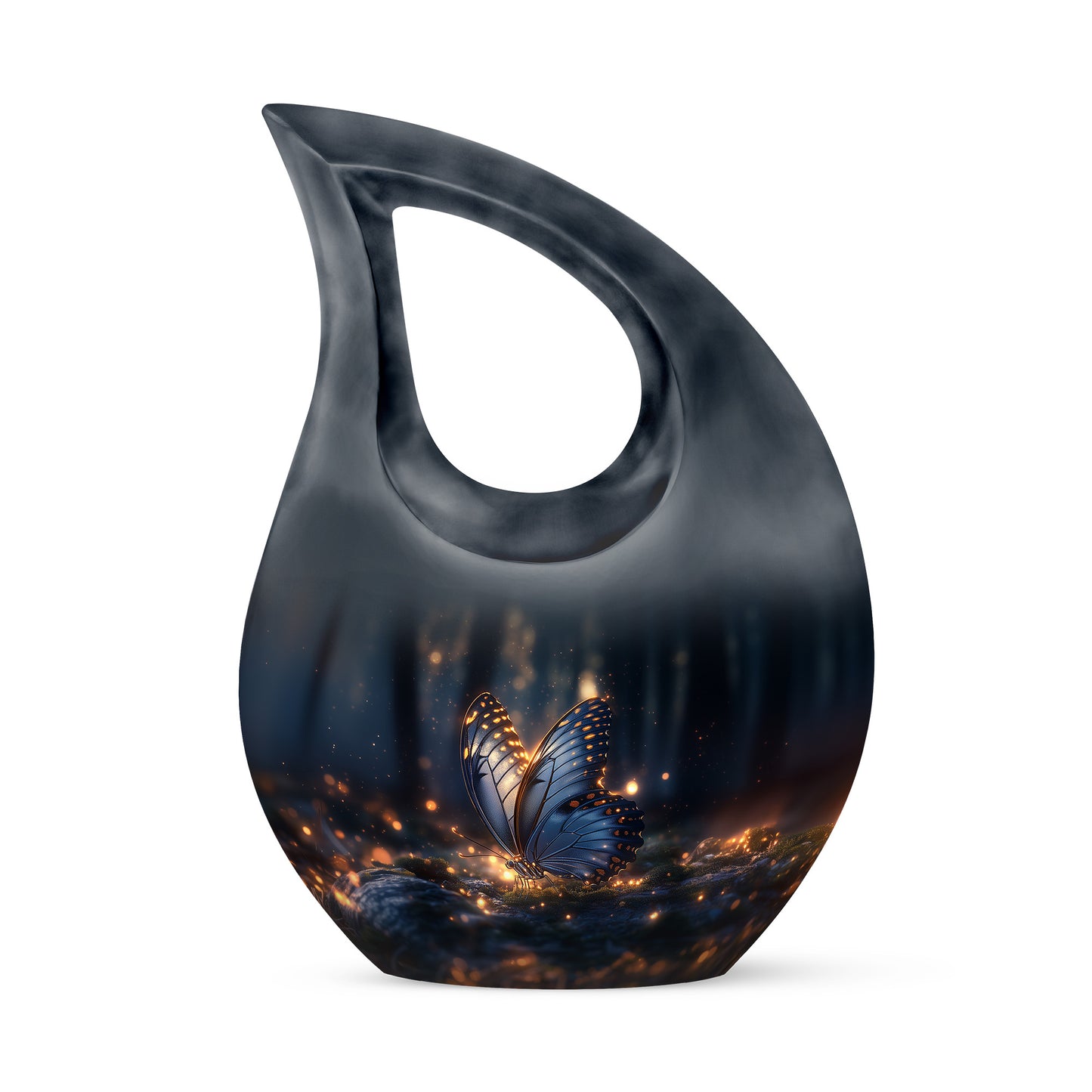 Personalized Butterfly Cremation Urns - Wondrous Black 10-inch, 200 cu in - Yatskia