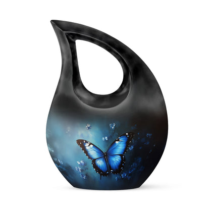 Personalized Elegant Butterfly Cremation Urns - Blue - Yatskia