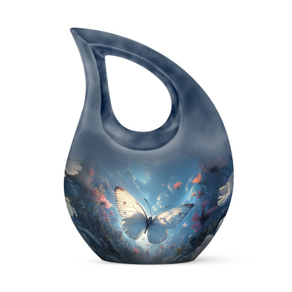 Blue Exquisite Butterfly Memorial Urn for Ashes - 10-inch, 200 cu in - Yatskia