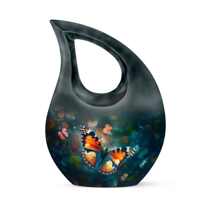 Personalized Refined Butterfly Cremation Urns - Teal 10-inch, 200 cu in - Yatskia