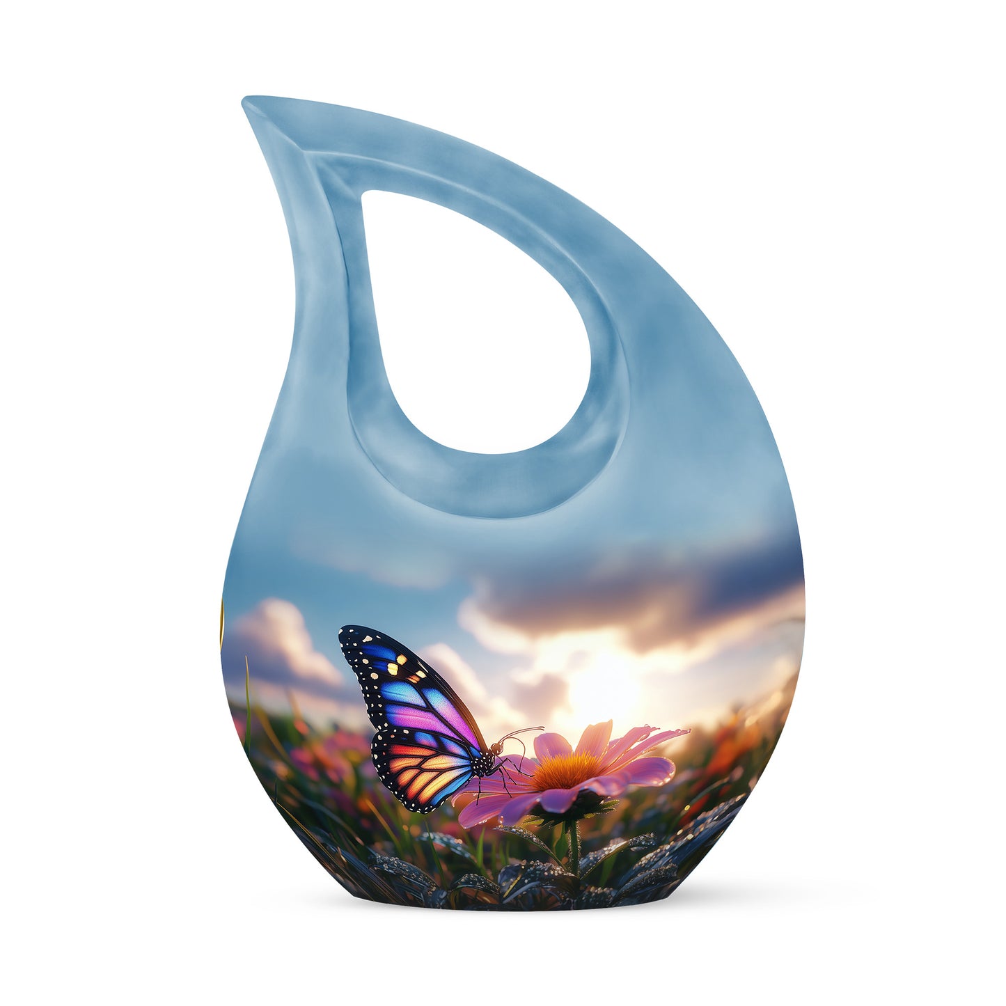 Blue Butterfly Heritage Cremation Urns for Human Ashes - 10-inch, 200 cu in - Yatskia