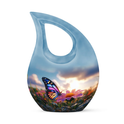 Blue Butterfly Heritage Cremation Urns for Human Ashes - 10-inch, 200 cu in - Yatskia