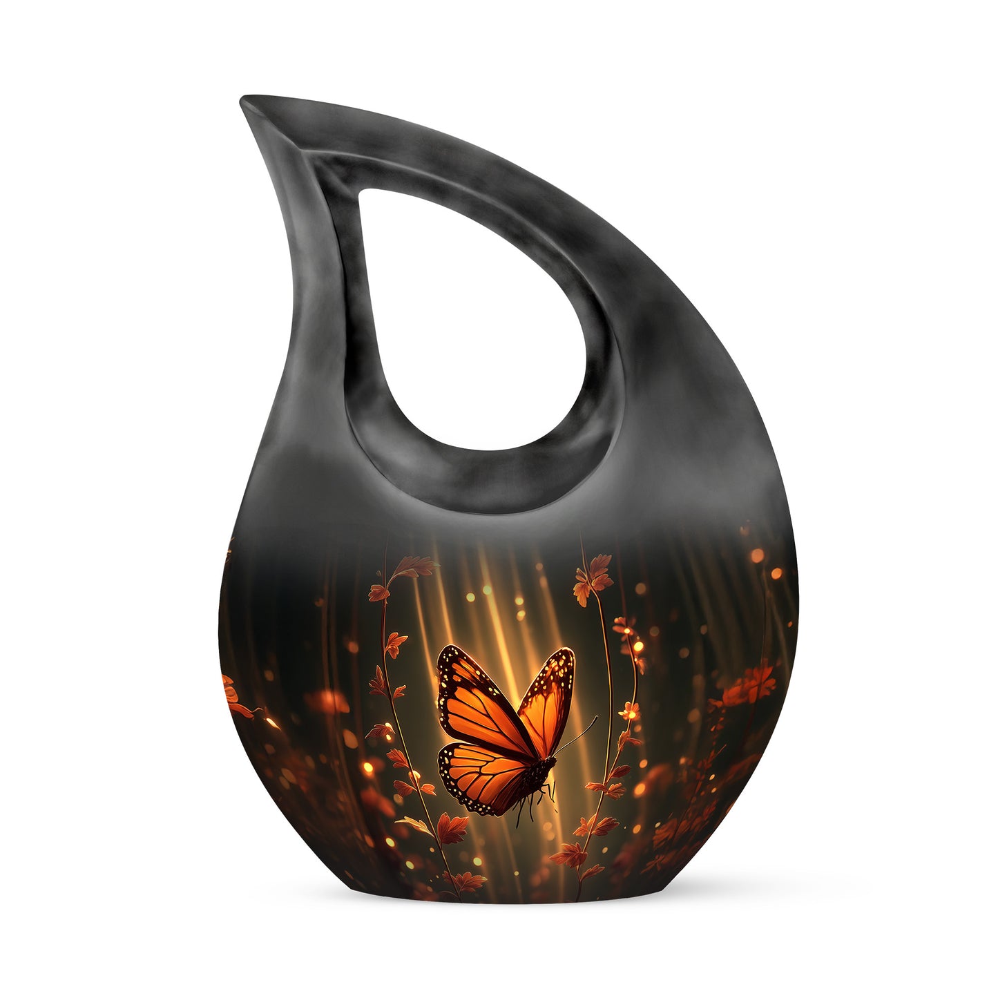 Black Butterfly Cremation Urns - Enduring Remembrance 10-inch, 200 cu in - Yatskia