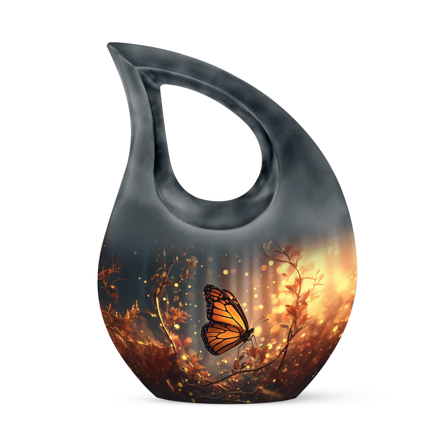 Personalized Blue Heavenly Butterfly Cremation Urns for Human Ashes - 10-inch, 200 cu in - Yatskia