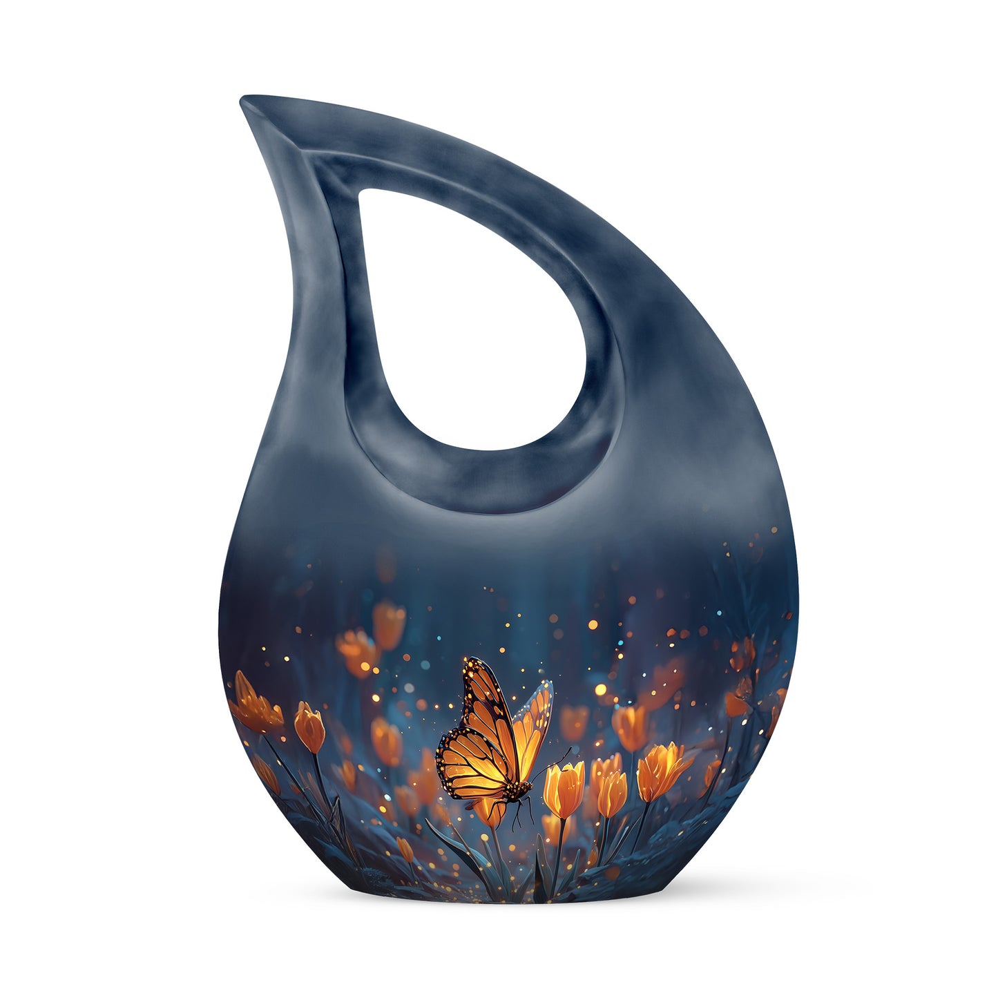 Blue Butterfly Haven Cremation Urns for Human Ashes - 10-inch, 200 cu in - Yatskia