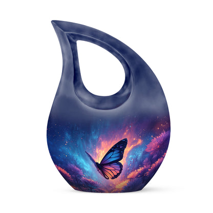 Inspiring Blue Butterfly Embrace Urn for Human Ashes - 10-inch, 200 cu in - Yatskia